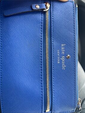 Kate Spade Mika's Pond Bee wristlet  blue with gold hardware